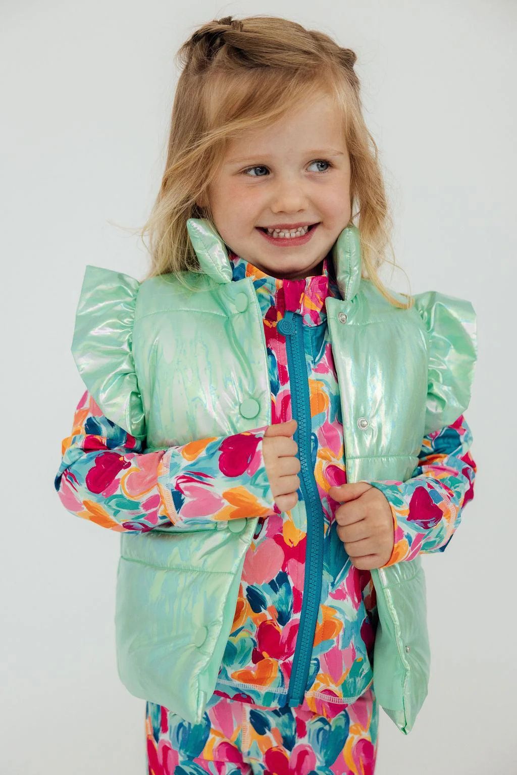 MINT IRIDECENT PUFFER VEST