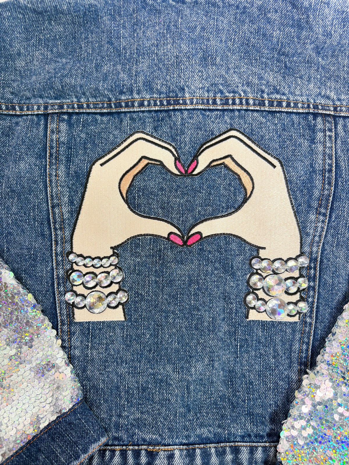 LOVER PATCHED SEQUINS DEMIN JACKET