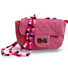 QUILTED DENIM BAG WHIT CLAY CHARM HANDLE