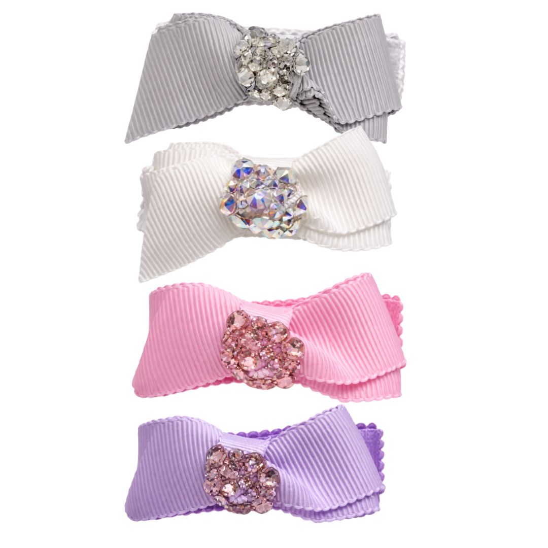 MINI GROGRAIN CLIP STONED CLIP CENTER