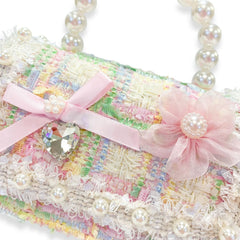 BOW AND FLORAL DECOR TWEED PURSE