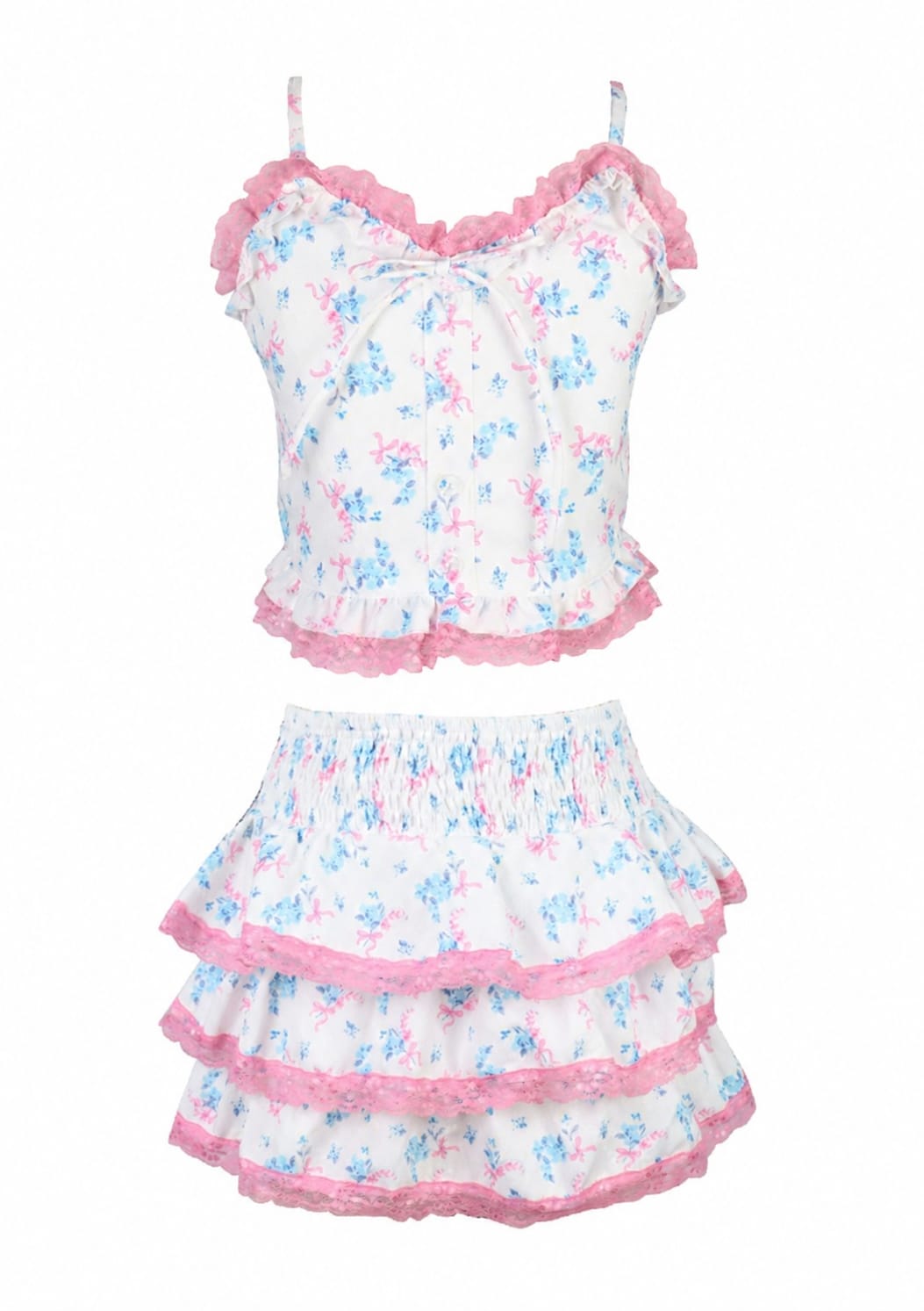 WHITE BLUE FLOWER SET