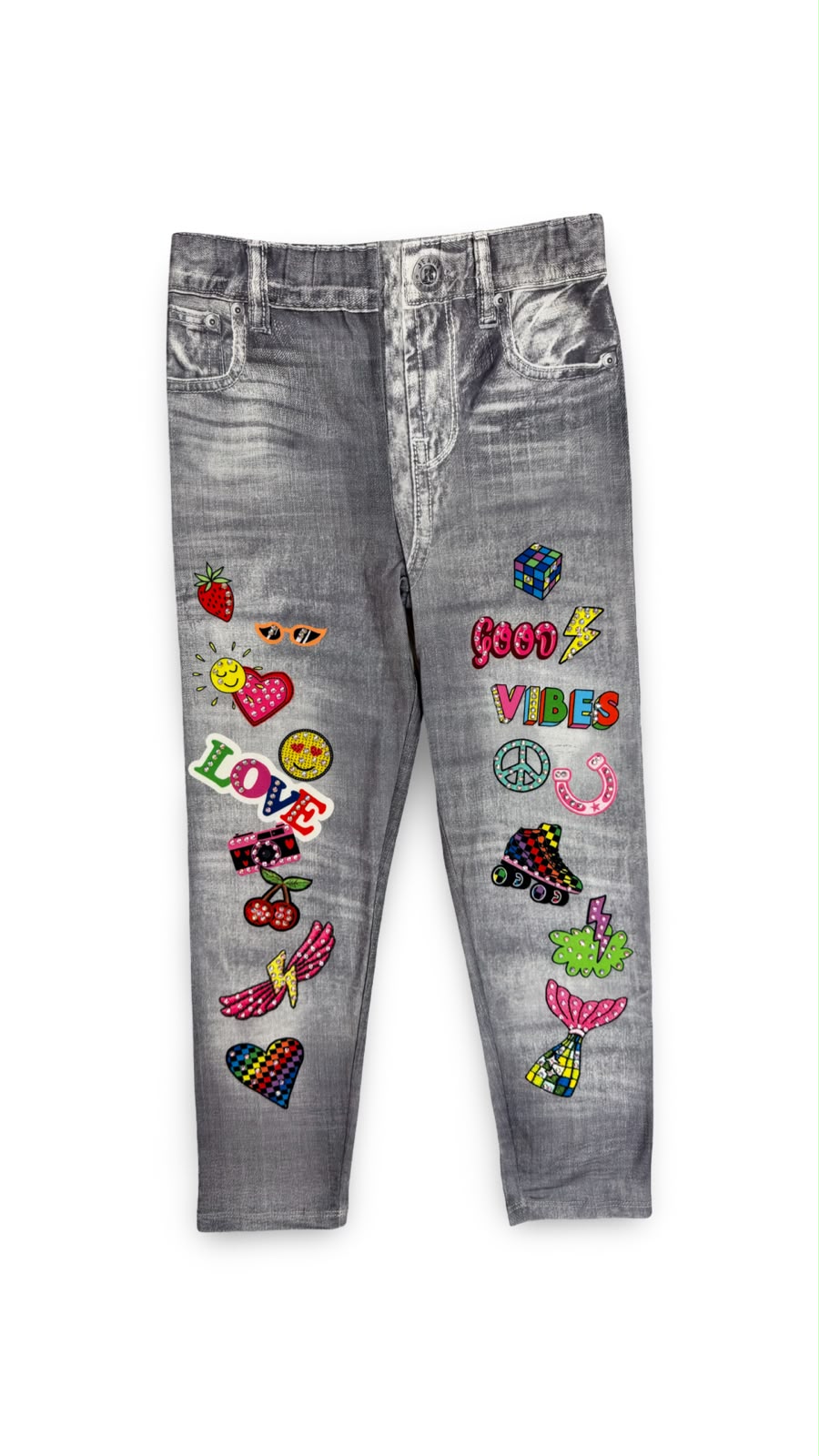 DENIM LEGGING W/ RHINESTONE
