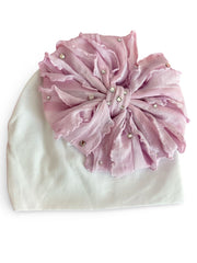 CRYSTALLIZED RUFFLE BOW BABY HAT