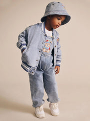 DREAMY DENIM VARSITY BOMBER