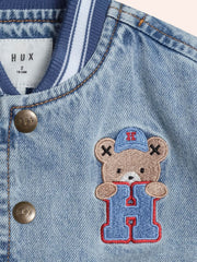 DREAMY DENIM VARSITY BOMBER