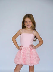 PINK ROSSETE FLOWERS DRESS