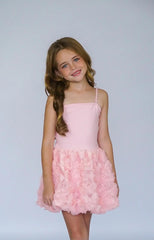 PINK ROSSETE FLOWERS DRESS