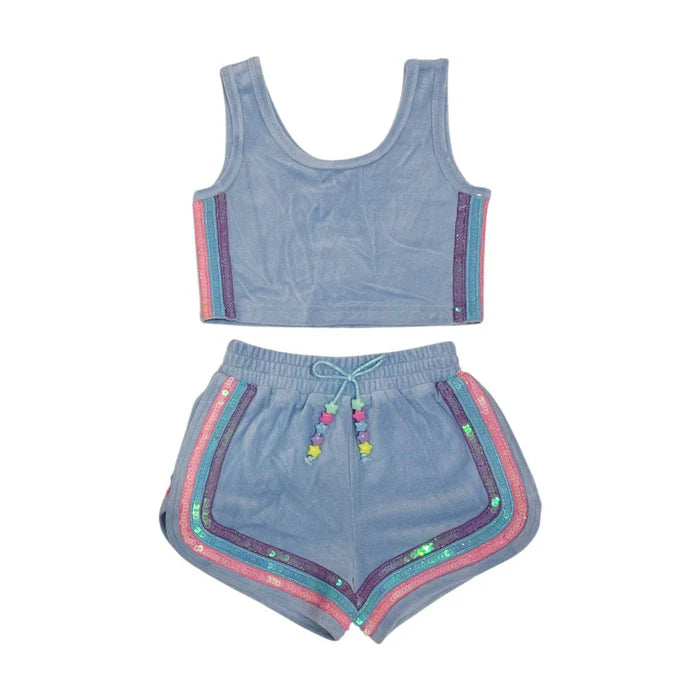 RAINBOW VELOUR SEQUIN TANK SET