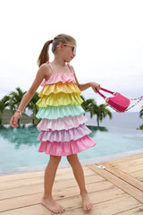 RAINBOW TIERED SHIMMER DRESS