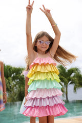 RAINBOW TIERED SHIMMER DRESS
