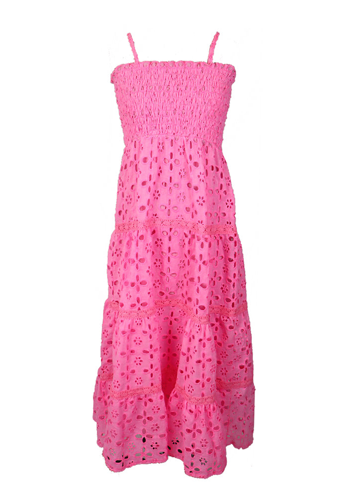 NEON PINK EYELET DRESS