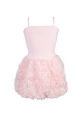 PINK ROSSETE FLOWERS DRESS