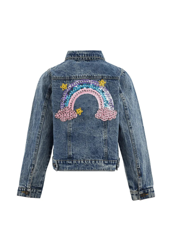 PASTEL RAINBOW GEMS DENIM JACKET