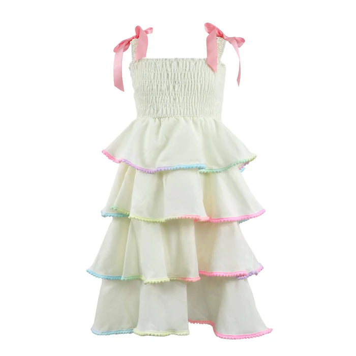 RAINBOW TIERED BOW DRESS