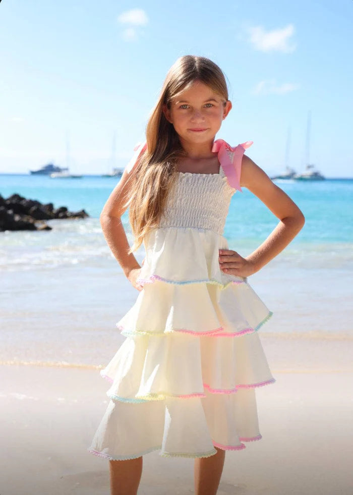 RAINBOW TIERED BOW DRESS
