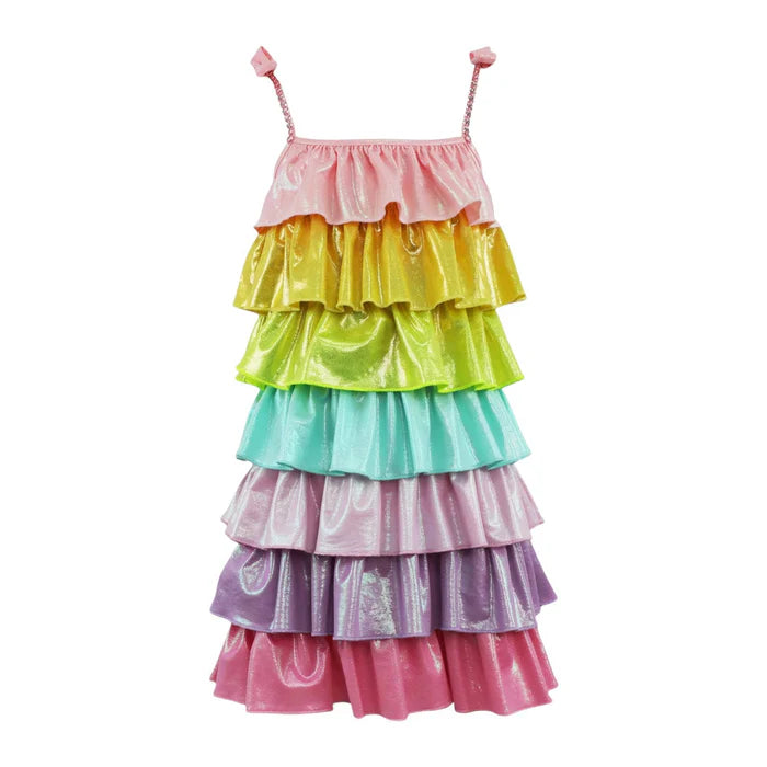 RAINBOW TIERED SHIMMER DRESS
