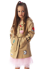 CHILDS TRENCH COAT WITH PATCHES