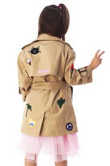 CHILDS TRENCH COAT WITH PATCHES