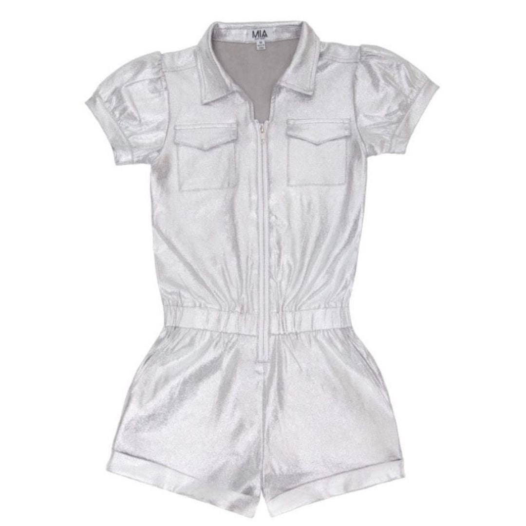 PUFF SLEEVE ROMPER SILVER