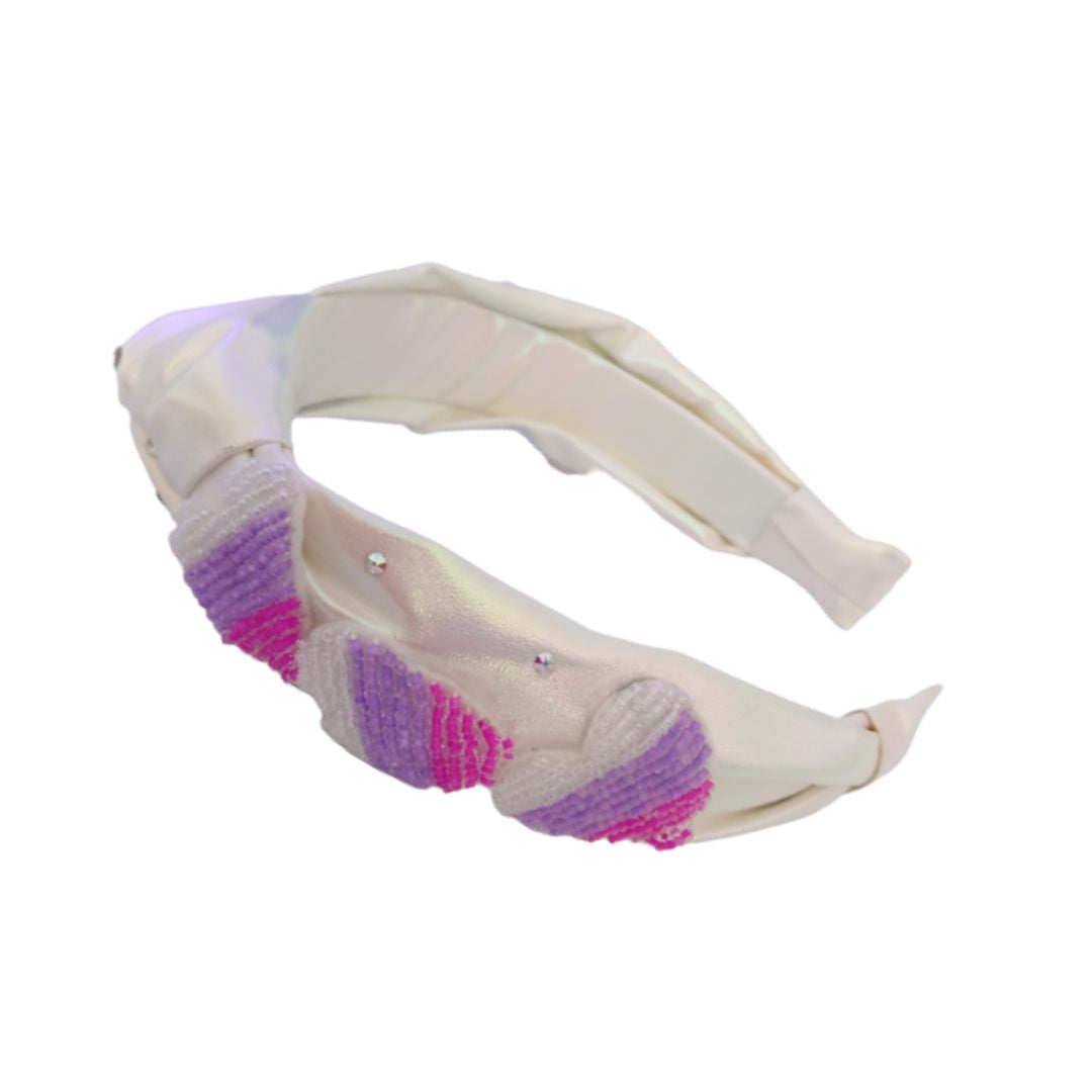 CRYSTALIZED HEARTS WHITE HEAD BAND