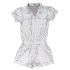 PUFF SLEEVE ROMPER SILVER