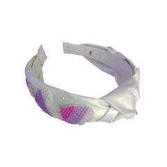 CRYSTALIZED HEARTS WHITE HEAD BAND