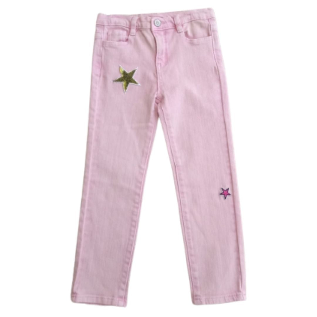 DENIM PINK JEANS W/ STAR TRIM DETAIL