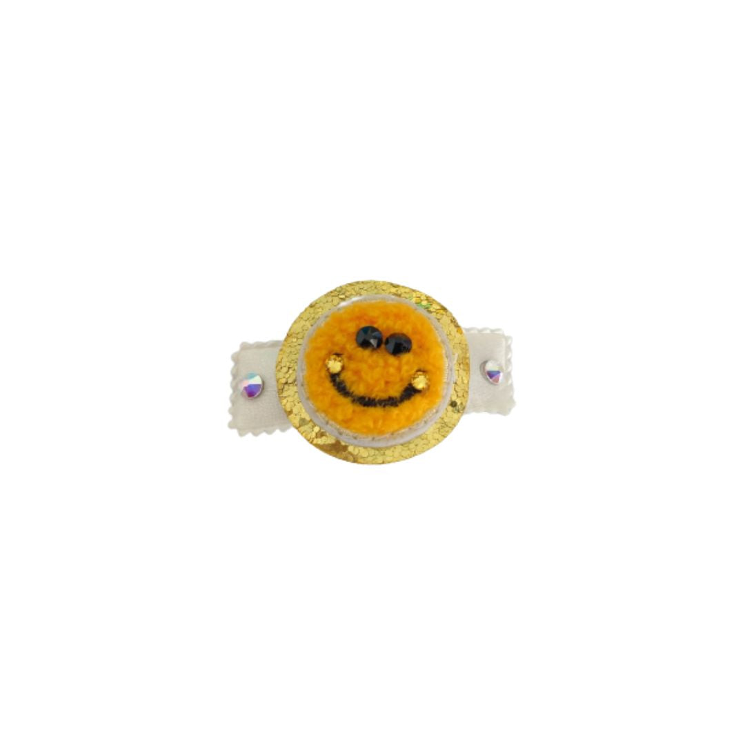 YELLOW PATCH HAPPY FACE HAIR CLIP