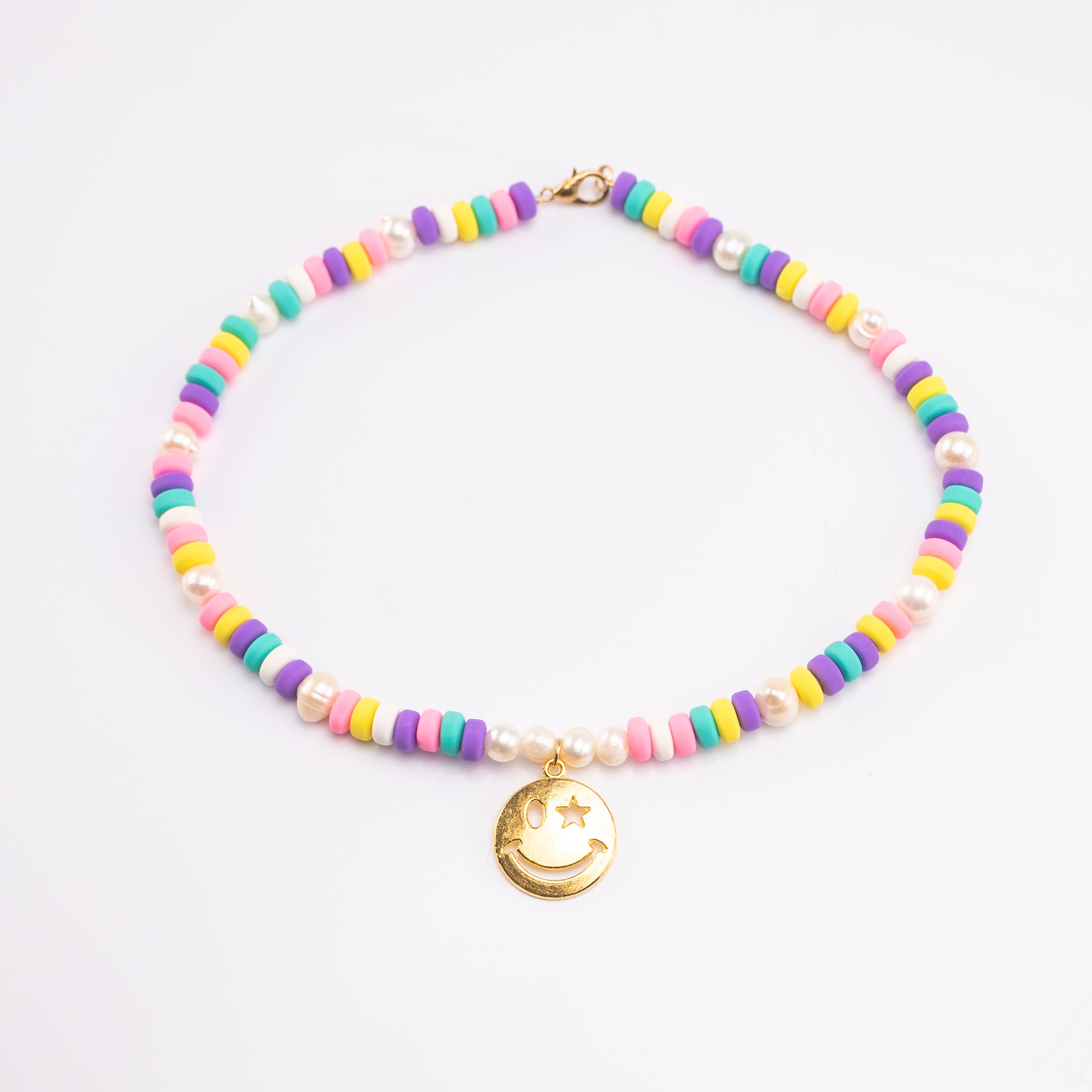 COLLAR PASTEL PERFECT HAPPY FACE/PEARL
