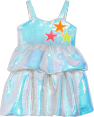 TIERED STARS SEQUIN DRESS