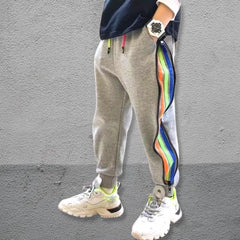 PANTS GRISES CON TIRAS DE COLORES