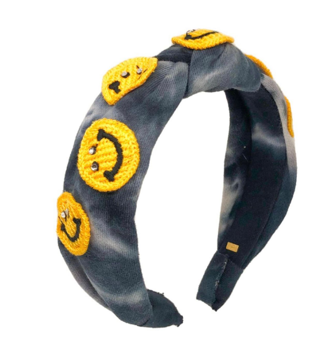 BLACK TIE DYE SMILE FACE HEAD BAND