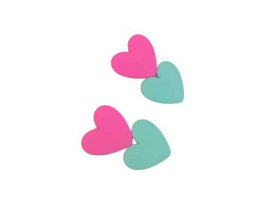 BROCHE CORAZÓN ROSA Y AZUL