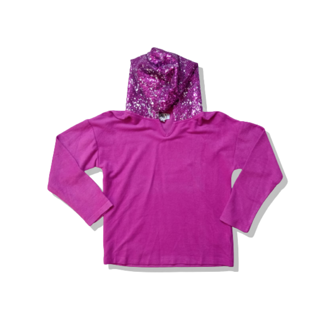 SEQUIN HOODIE BERRY