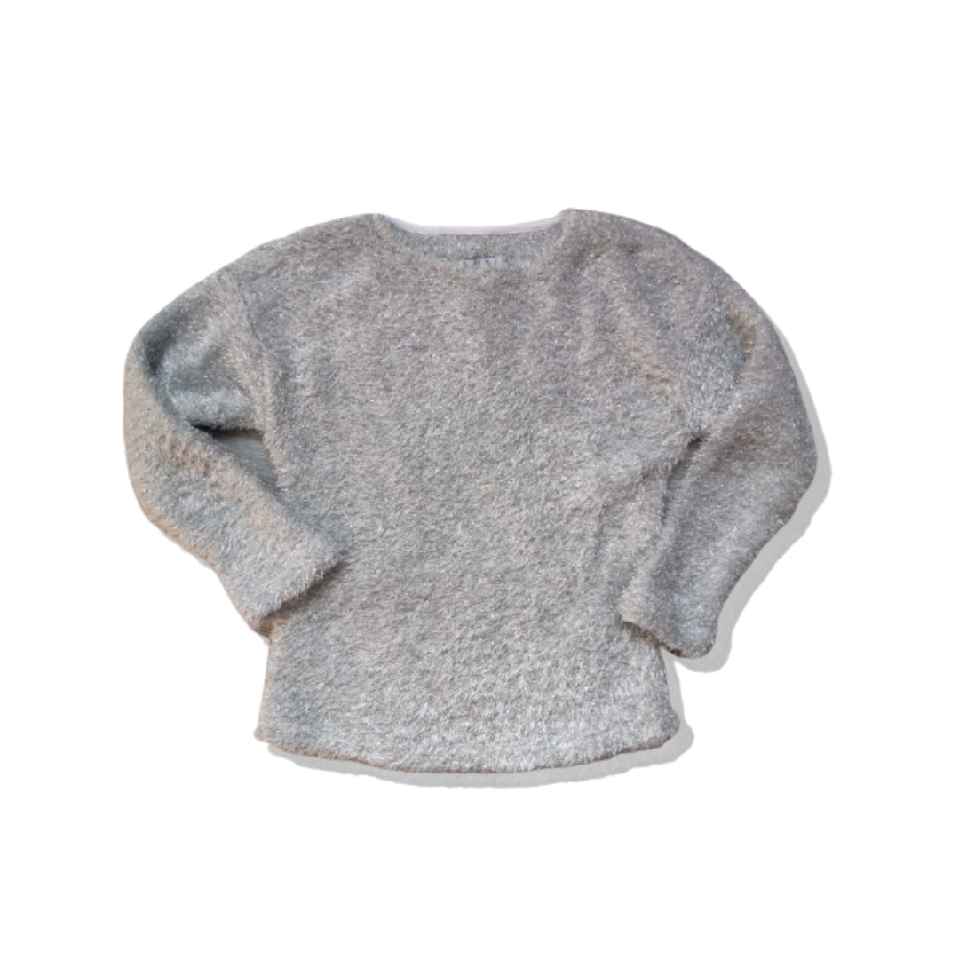 METALIC SILVER FUZZ SWEATER