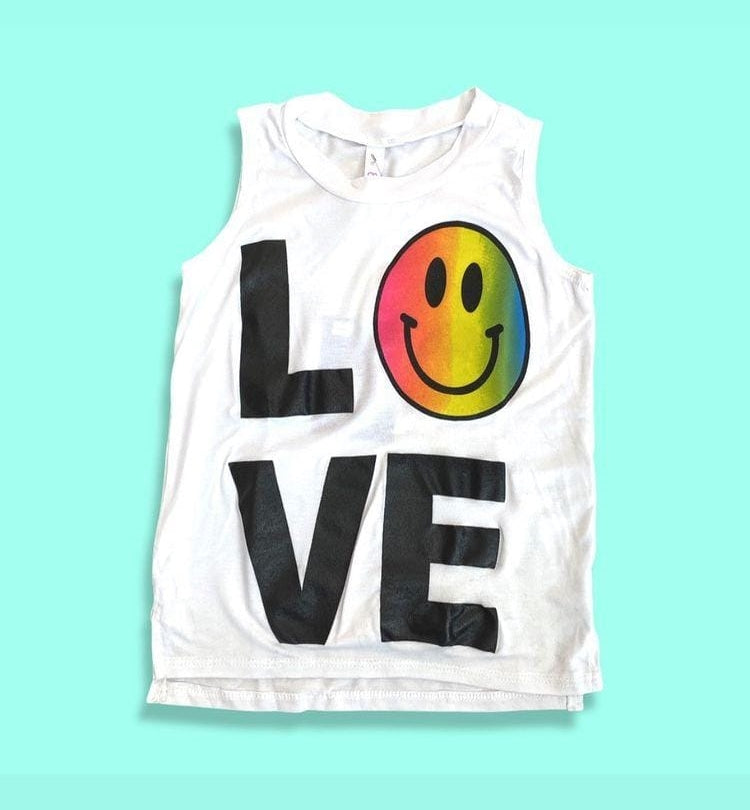 LOVE W/OMBRE SMILEY FACE WHITE